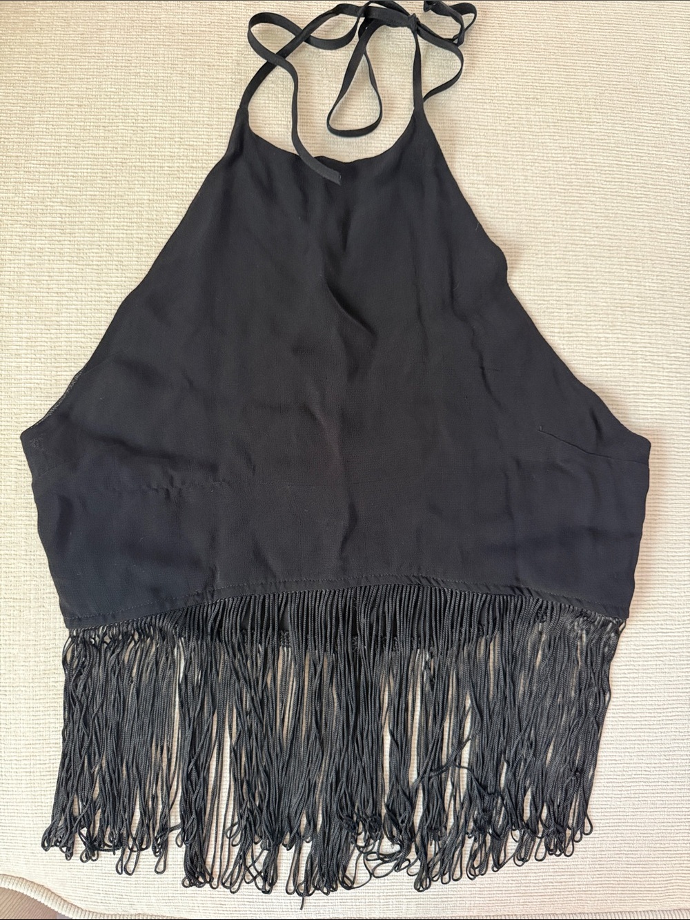 Chan Luu Fringed Halter Top Black Size Small